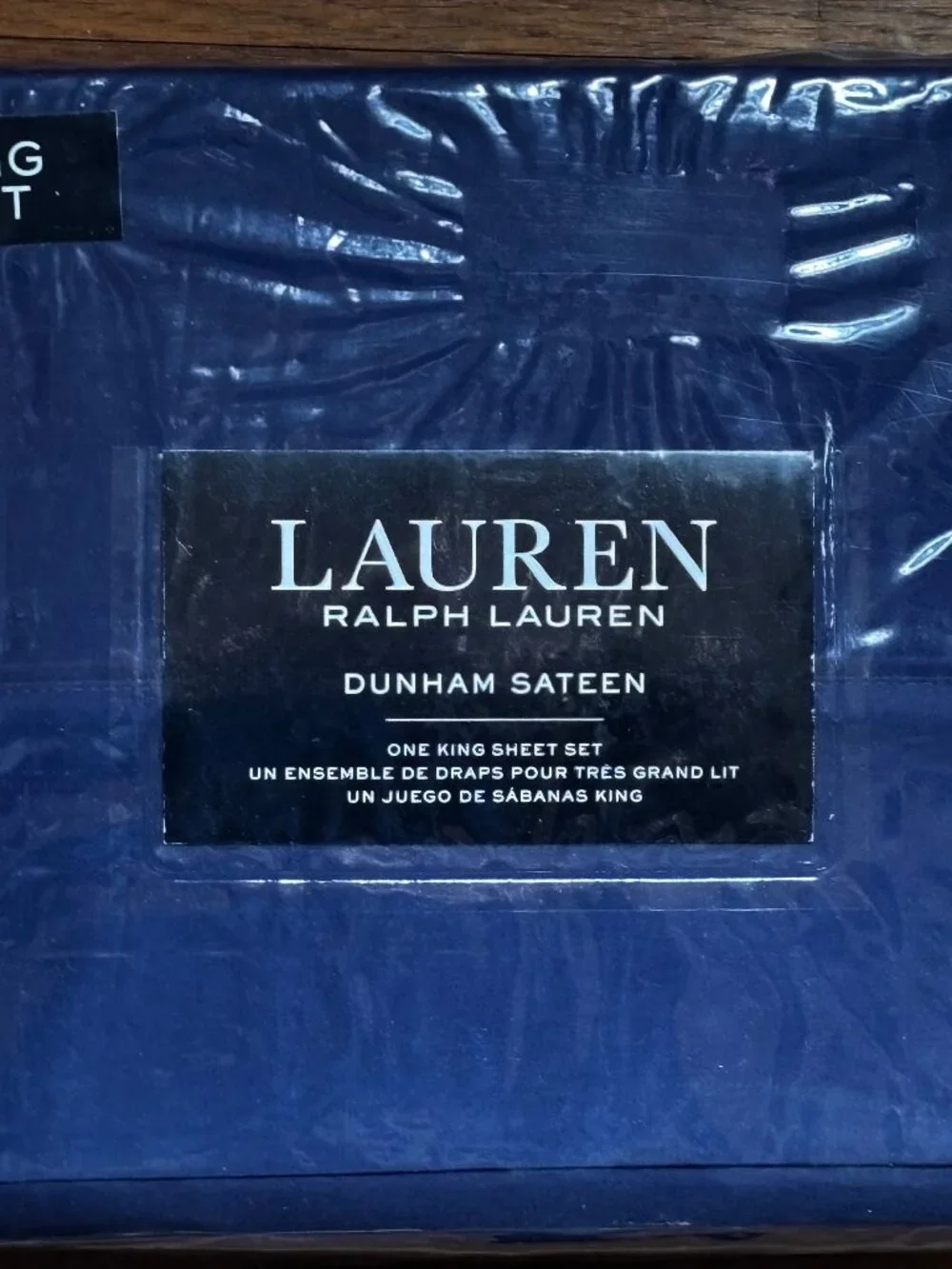 Ralph Lauren King Size Dunham Sateen Cotton Sheet Set CADET BLUE (NAVY) - Picture 2 of 6